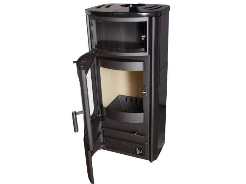 Hark Rechen|Dauerbrand-Kaminofen Opera-B Meteorschwarz 7 kW mit Automatik EEK: A+