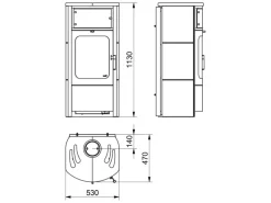Hark Rechen|Dauerbrand-Kaminofen Opera-B Meteorschwarz 7 kW mit Automatik EEK: A+