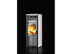 Hark Rechen|Dauerbrand-Kaminofen Opera-B Schwarz Keramik Cremeweiß 7 kW Autom. EEK: A+