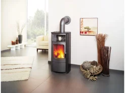 Hark Rechen|Opera-B Kaminofen Ofenkacheln Meteorschwarz 5 kW mit Automatik