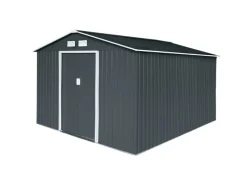 S300 Metall Gerätehaus mit Bodenrahmen 12,5 m³ Satteldach Dunkel*HATTORO Clearance