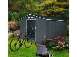 S300 Metall Gerätehaus mit Bodenrahmen 12,5 m³ Satteldach Dunkel*HATTORO Clearance