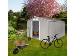 HATTORO Sportgeräte|S300 Metall Gerätehaus mit Bodenrahmen 12,5 m³ Satteldach