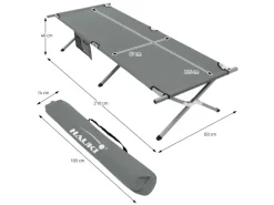 Campingbett Klappbar Grau 210x83x46 cm XL Feldbett mit Tragetasche*HAUKI Discount