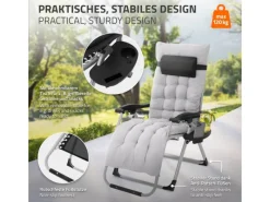 HAUKI Sonnenliegen|Sonnenliege Klappbar Grau Liegestuhl Zero Gravity Outdoor mit Polster