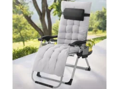 HAUKI Sonnenliegen|Sonnenliege Klappbar Grau Liegestuhl Zero Gravity Outdoor mit Polster