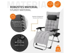 HAUKI Sonnenliegen|Sonnenliege Klappbar Grau Liegestuhl Zero Gravity Outdoor mit Polster