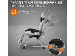 HAUKI Sonnenliegen|Sonnenliege Klappbar Grau Liegestuhl Zero Gravity Outdoor mit Polster