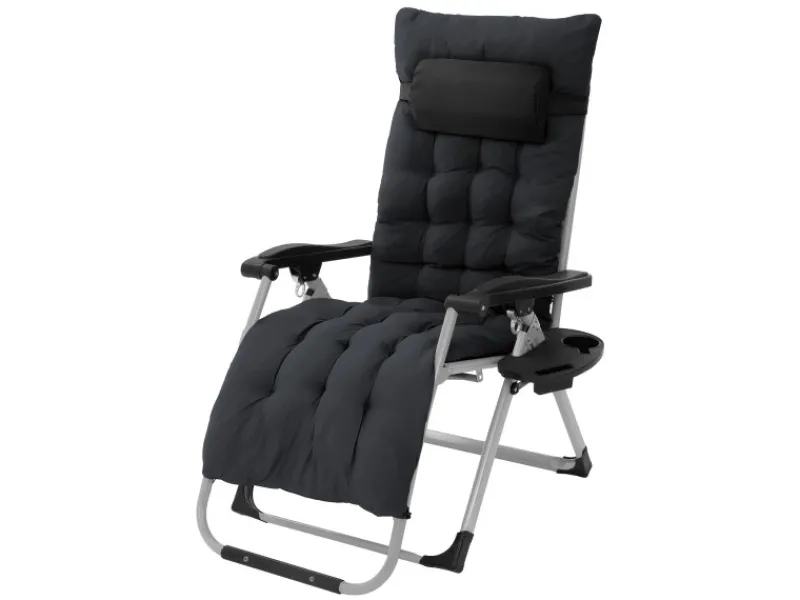 Sonnenliege Klappbar Schwarz Liegestuhl Zero Gravity Outdoor mit Polster*HAUKI Sale