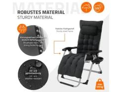 Sonnenliege Klappbar Schwarz Liegestuhl Zero Gravity Outdoor mit Polster*HAUKI Sale