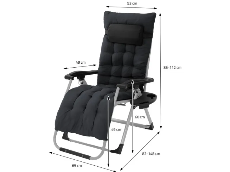 Sonnenliege Klappbar Schwarz Liegestuhl Zero Gravity Outdoor mit Polster*HAUKI Sale