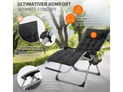 Sonnenliege Klappbar Schwarz Liegestuhl Zero Gravity Outdoor mit Polster*HAUKI Sale