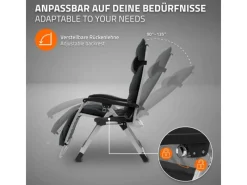 Sonnenliege Klappbar Schwarz Liegestuhl Zero Gravity Outdoor mit Polster*HAUKI Sale