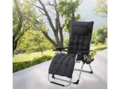 Sonnenliege Klappbar Schwarz Liegestuhl Zero Gravity Outdoor mit Polster*HAUKI Sale