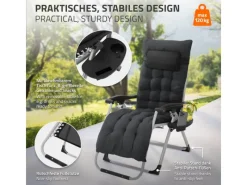 Sonnenliege Klappbar Schwarz Liegestuhl Zero Gravity Outdoor mit Polster*HAUKI Sale