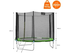 Trampolin Outdoor 244cm Grün GS Geprüft Rundes Gartentrampolin bis 150 kg*HAUKI Clearance