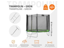 Trampolin Outdoor 244cm Grün GS Geprüft Rundes Gartentrampolin bis 150 kg*HAUKI Clearance