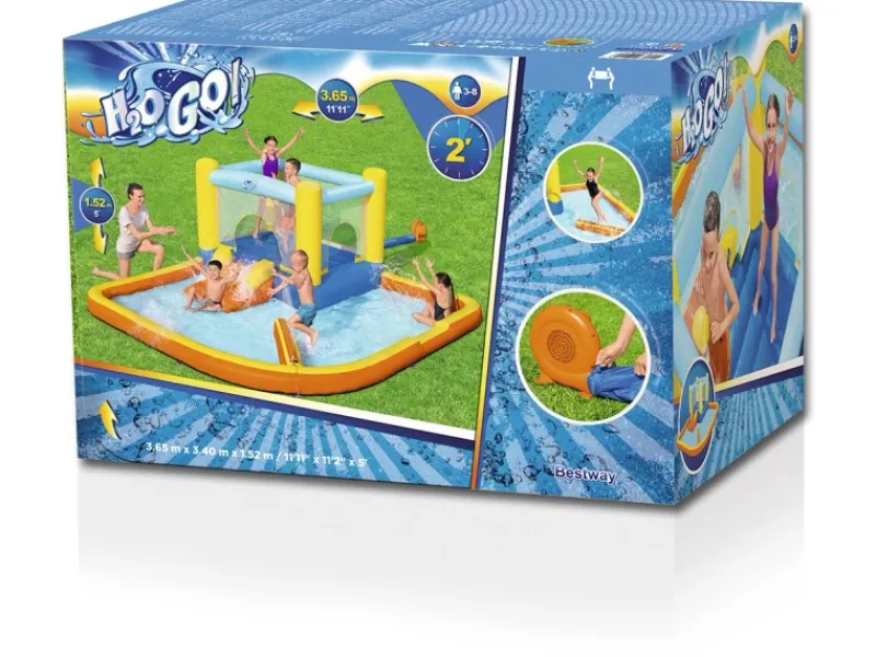 H2OGO!™ Wasserpark Beach Bounce mit Dauergebläse 365 x 340 x 152 cm*Bestway Discount