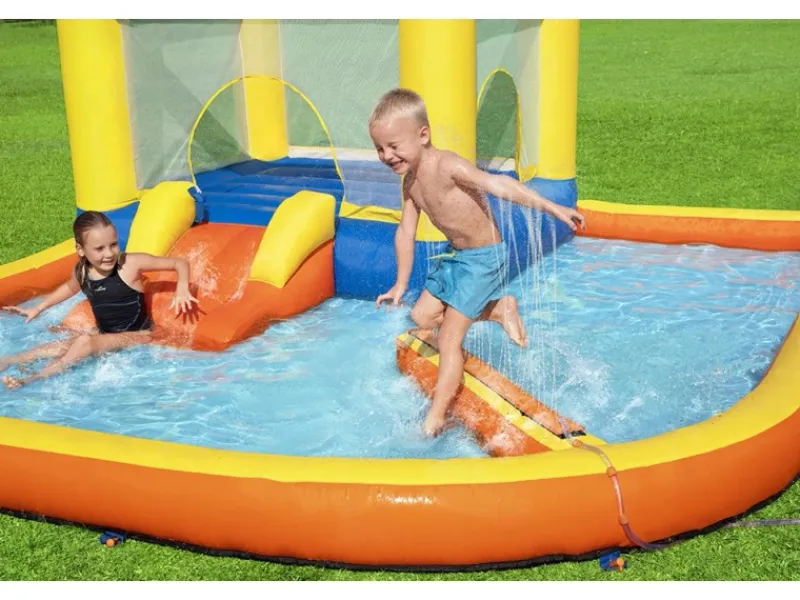 H2OGO!™ Wasserpark Beach Bounce mit Dauergebläse 365 x 340 x 152 cm*Bestway Discount
