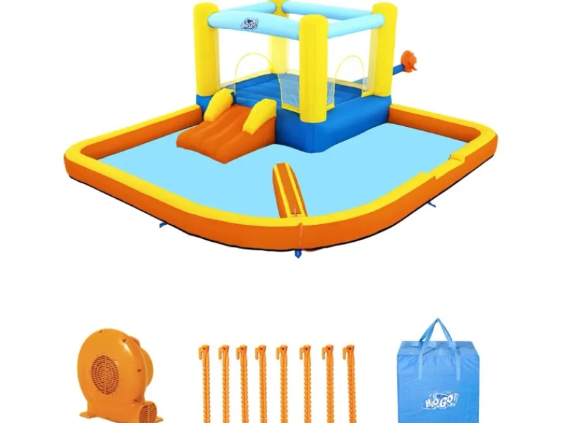 H2OGO!™ Wasserpark Beach Bounce mit Dauergebläse 365 x 340 x 152 cm*Bestway Discount