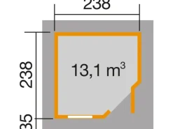 Holz-Gartenhaus Flachdach Lasiert 278 cm x 278 cm* Outlet