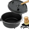 Dutch Oven 9L Eingebrannter Feuertopf aus Gusseisen Inklusive Deckelheber Topfständer und Reinigungsbürste*holz4home Online