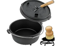 Dutch Oven 9L Eingebrannter Feuertopf aus Gusseisen Inklusive Deckelheber Topfständer und Reinigungsbürste*holz4home Online