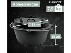 Dutch Oven 9L Eingebrannter Feuertopf aus Gusseisen Inklusive Deckelheber Topfständer und Reinigungsbürste*holz4home Online