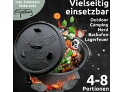Dutch Oven 9L Eingebrannter Feuertopf aus Gusseisen Inklusive Deckelheber Topfständer und Reinigungsbürste*holz4home Online
