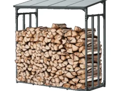holz4home Kaminholzregale|Kaminholzregal Metall für Außen Anthrazit Pulverbeschichtet Inklusive Ofenhandschuh XL