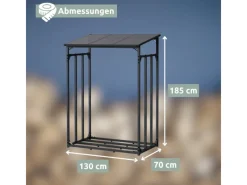 holz4home Kaminholzregale|Kaminholzregal Metall für Außen Anthrazit Pulverbeschichtet Inklusive Ofenhandschuh L