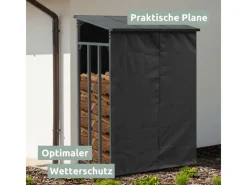 holz4home Kaminholzregale|Kaminholzregal Metall für Außen Anthrazit Pulverbeschichtet Inklusive Ofenhandschuh L