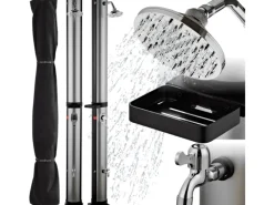 holz4home Outdoor Duschen|Solardusche mit Wasserspeicher für Garten Pool und Camping Gartendusche Inklusive Schutzhülle 35 Liter