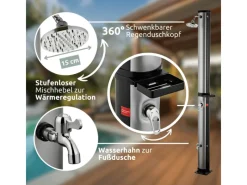 holz4home Outdoor Duschen|Solardusche mit Wasserspeicher für Garten Pool und Camping Gartendusche Inklusive Schutzhülle 35 Liter