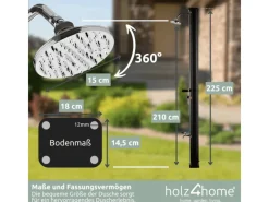 holz4home Outdoor Duschen|Solardusche mit Wasserspeicher für Garte Pool und Camping Gartendusche Inklusive Schutzhülle 40 Liter