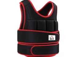 HOMCOM Fitnessgeräte|20 kg Trainingsweste mit Gurten Oxford Metall-Sand Schwarz Rot 60 x 50 cm