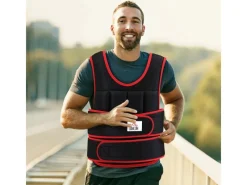 HOMCOM Fitnessgeräte|20 kg Trainingsweste mit Gurten Oxford Metall-Sand Schwarz Rot 60 x 50 cm