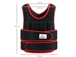 HOMCOM Fitnessgeräte|20 kg Trainingsweste mit Gurten Oxford Metall-Sand Schwarz Rot 60 x 50 cm
