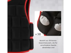 HOMCOM Fitnessgeräte|20 kg Trainingsweste mit Gurten Oxford Metall-Sand Schwarz Rot 60 x 50 cm