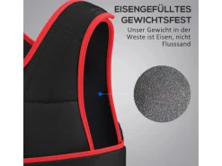 HOMCOM Fitnessgeräte|20 kg Trainingsweste mit Gurten Oxford Metall-Sand Schwarz Rot 60 x 50 cm