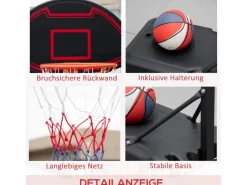 Basketballkorb-Ständer Stahl  PE Schwarz 73L x 49B x 250H cm*HOMCOM