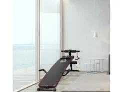 HOMCOM Fitnessgeräte|Sportgeräte|Bauchtrainer mit Widerstandsbänder PVC Schwarz Rot 137,5 x 55,5 x 50-68cm