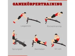 HOMCOM Fitnessgeräte|Sportgeräte|Bauchtrainer mit Widerstandsbänder PVC Schwarz Rot 137,5 x 55,5 x 50-68cm