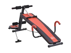 HOMCOM Sportgeräte|Fitnessgeräte|Bauchtrainer Verstellbar mit Widerstand Rot Schwarz 166 x 53 x 60 cm