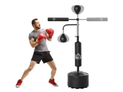 HOMCOM Fitnessgeräte|Boxset Stahl PU HDPE Schwarz 88L x 50B x 160-230H cm