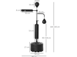 HOMCOM Fitnessgeräte|Boxset Stahl PU HDPE Schwarz  88L x 50B x 160-230H cm