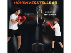 HOMCOM Fitnessgeräte|Boxset Stahl PU HDPE Schwarz  88L x 50B x 160-230H cm