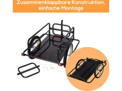 Fahrradanhänger 40 kg Kupplung Klappbar Stahl Gummi Schwarz 155x71,5x77cm*HOMCOM Outlet