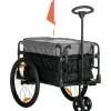 HOMCOM Fahrräder|Fahrradanhänger mit 20 Zoll-Luftreifen Schwarz Grau 130 x 64 x 64/103 cm