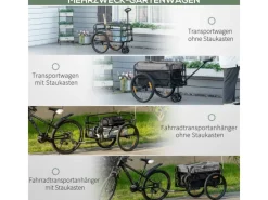 HOMCOM Fahrräder|Fahrradanhänger mit 20 Zoll-Luftreifen Schwarz Grau 130 x 64 x 64/103 cm